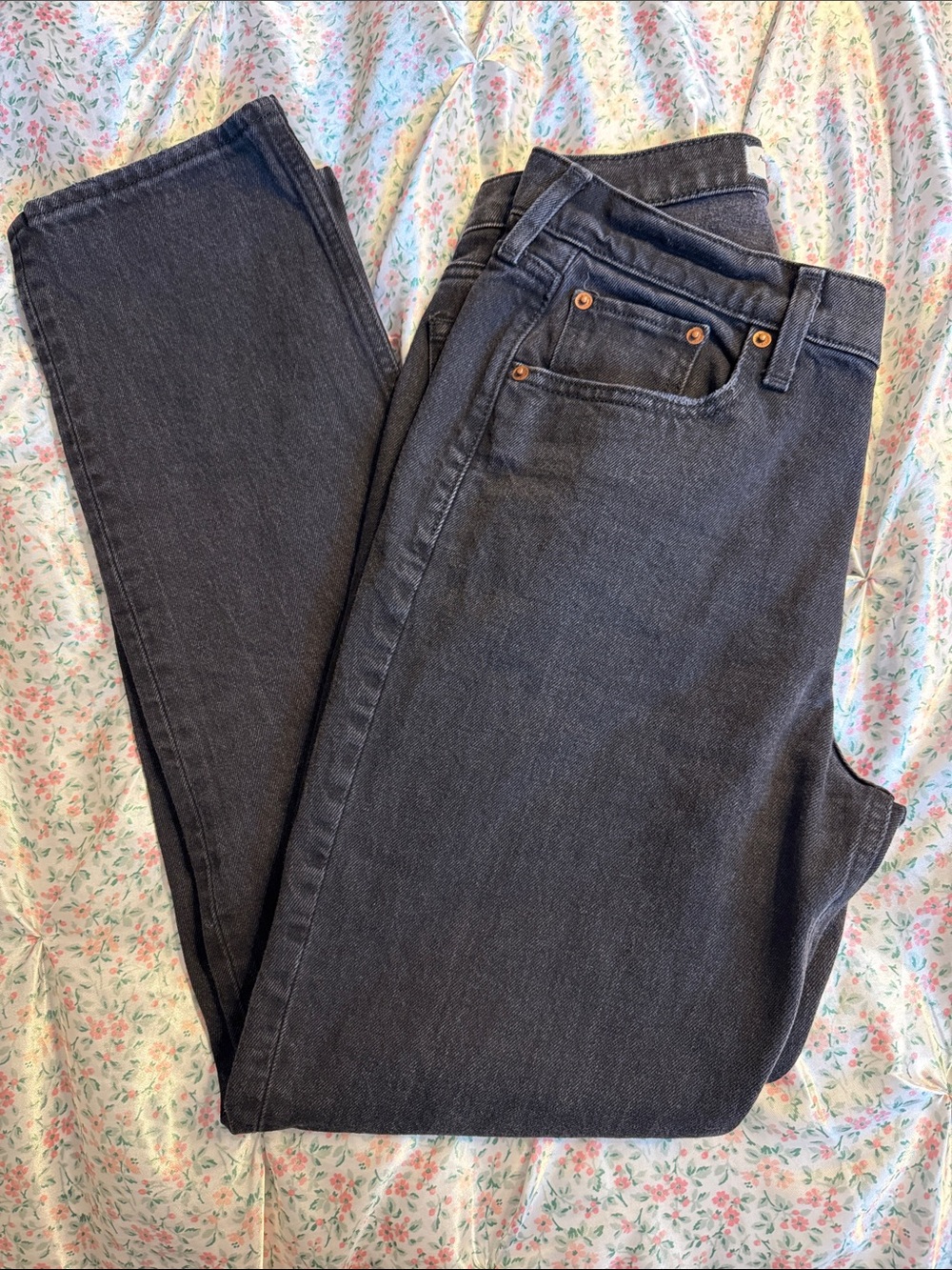 Abercrombie 90s Straight Mid Rise Women's Black Jeans Curve Love